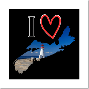 I Love Nova Scotia with Peggy's Cove Lighthouse Posters and Art